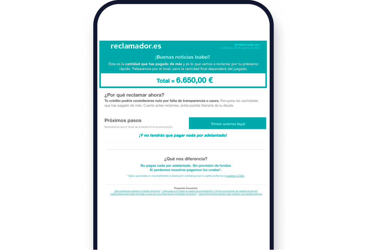 Informe con la cantidad a recuperar de préstamos rápidos