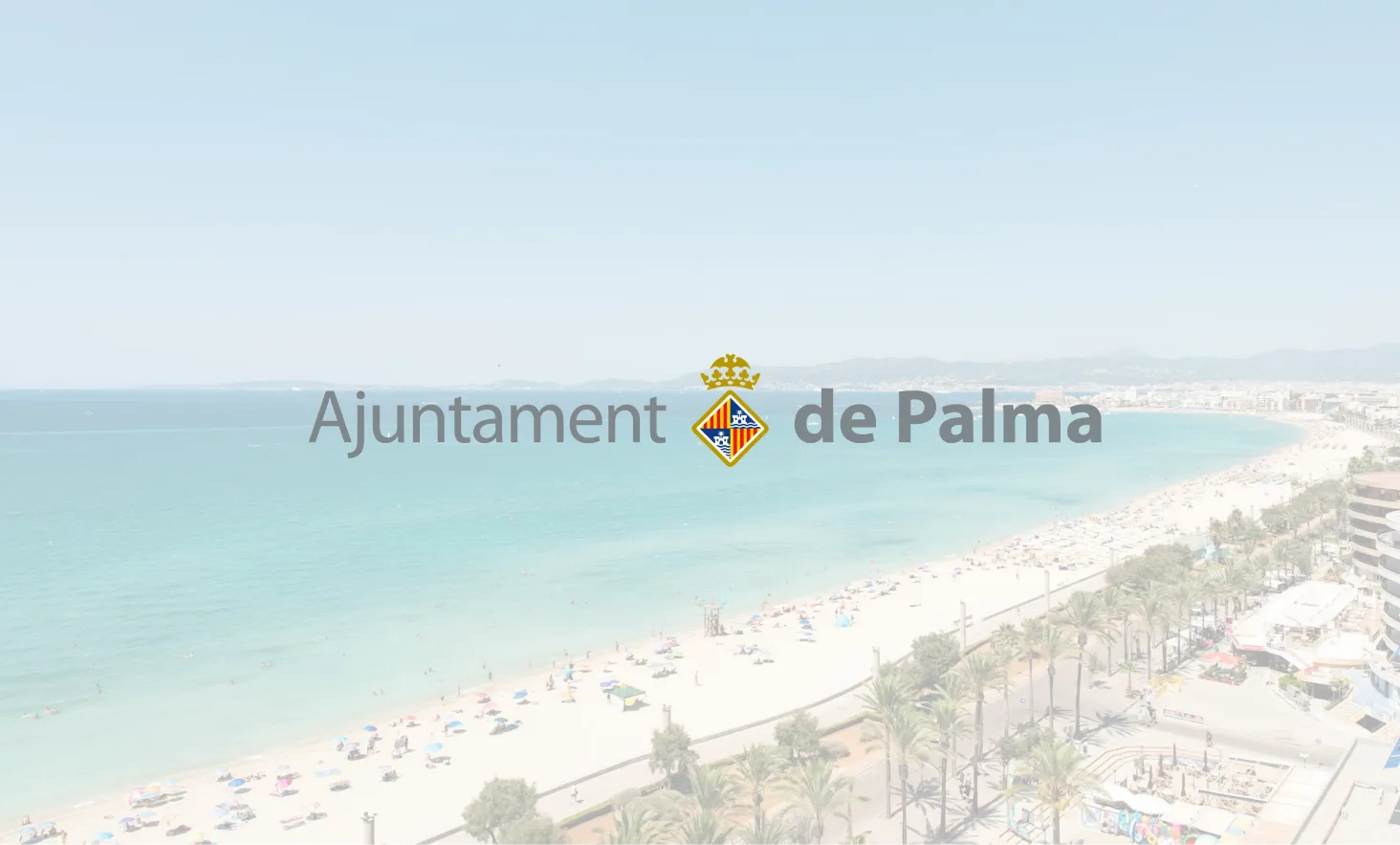 Vista aérea de Palma de Mallorca con el logotipo del Ajuntament de Palma