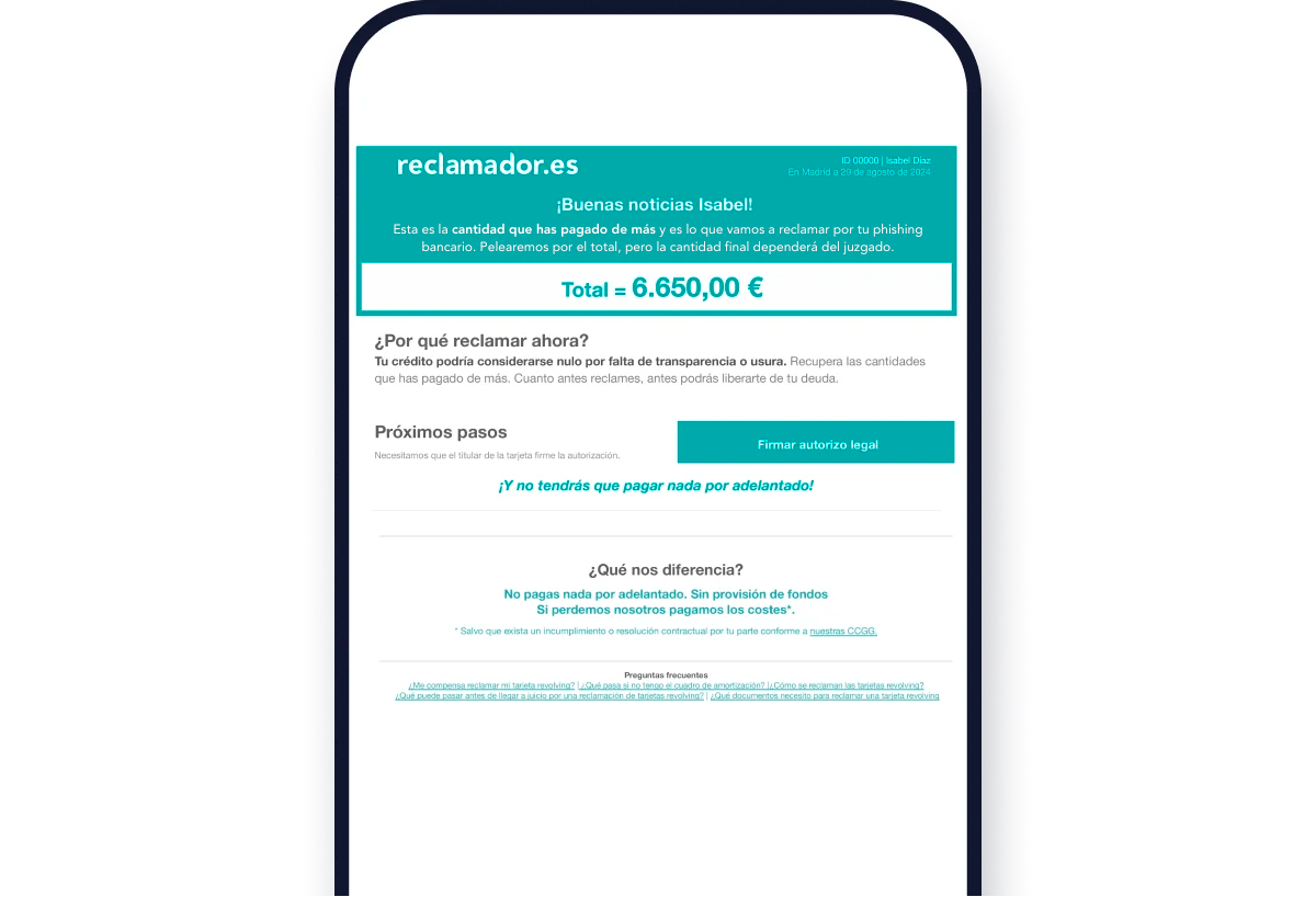 Informe con la cantidad a recuperar